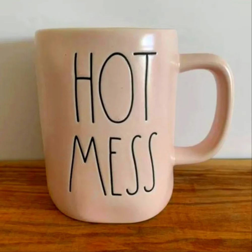 Rae Dunn HOT MESS Mug - PINK - Ceramic - very rare!